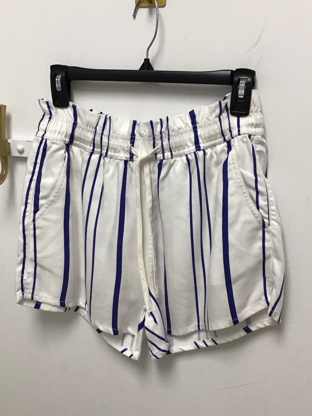 Dear John Kristy Women's White & Blue Striped Drawstring Shorts